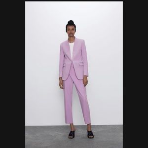 Zara Lilac Purple V-Neck Fitted Blazer